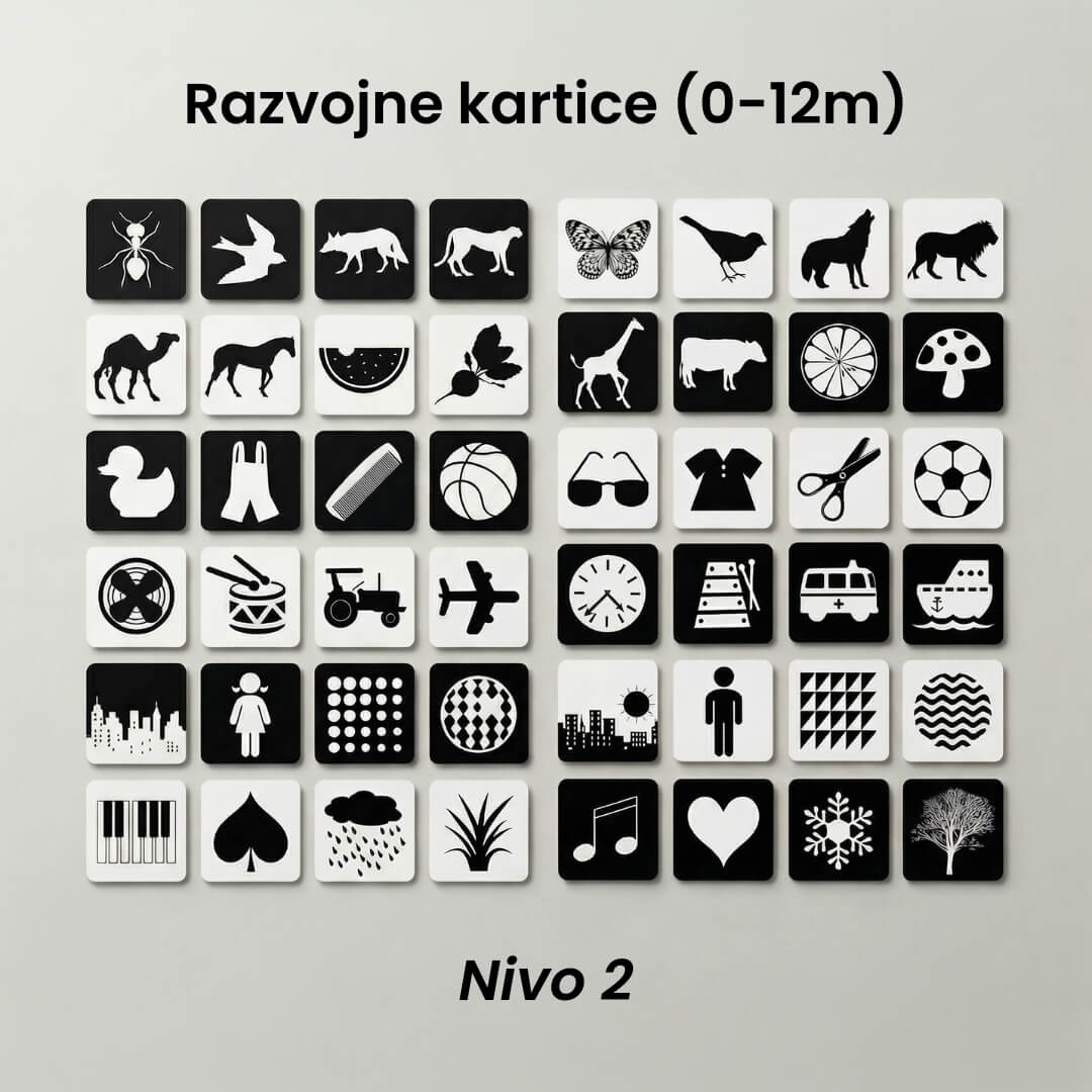 Razvojne kartice za bebe , kontrasne kartice za bebe , crno bele kartice za bebe